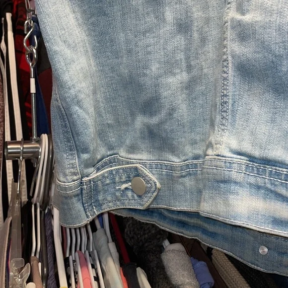 Vintage Denim Biker Cut vest Jean jacket vest aged look button up pockets nosize - Picture 8 of 15